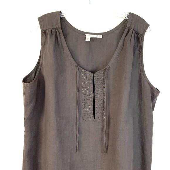 EILEEN FISHER Irish Linen Tunic Beaded Sleeveless Tank Top Purple-Brown Sz 1X - Picture 10 of 16